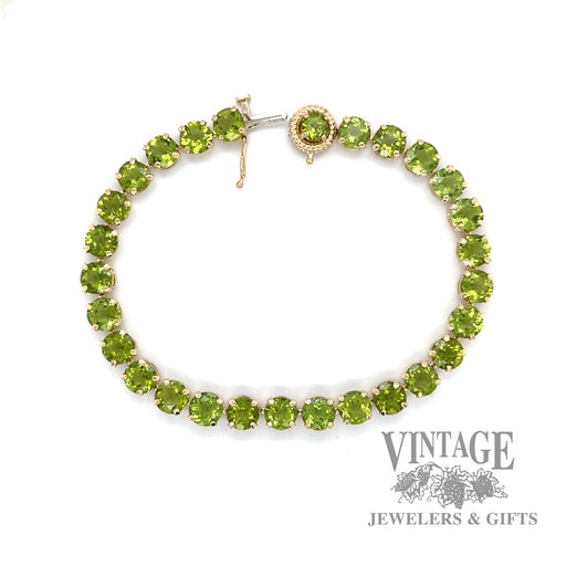 7.5" Peridot 14k gold tennis bracelet full