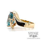 Aquamarine 14k rose gold ring side1