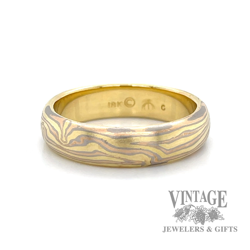 Mokume Gane 18k gold ring band