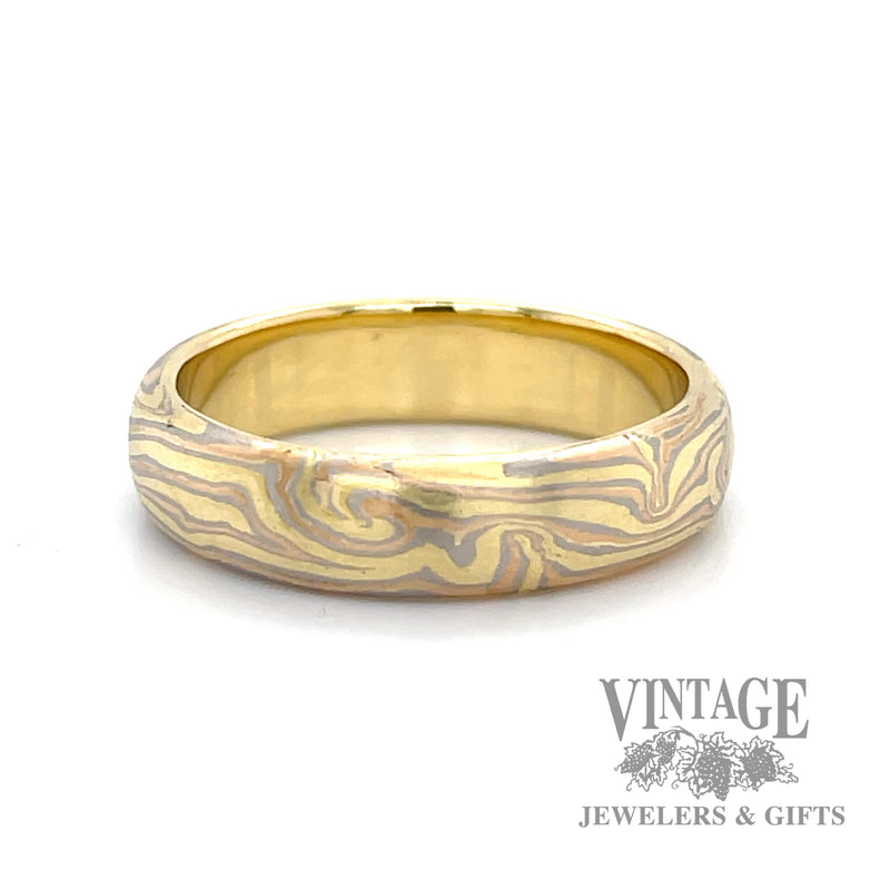 Mokume Gane 18k gold ring band