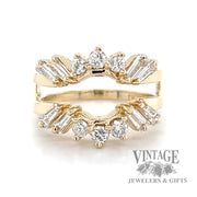 Diamond 14k gold ring guard solitaire enhancer