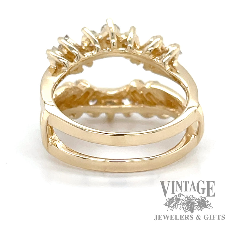 Diamond 14k gold ring guard solitaire enhancer back