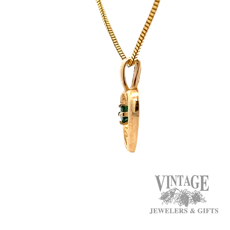 Emerald petite heart 14k gold pendant