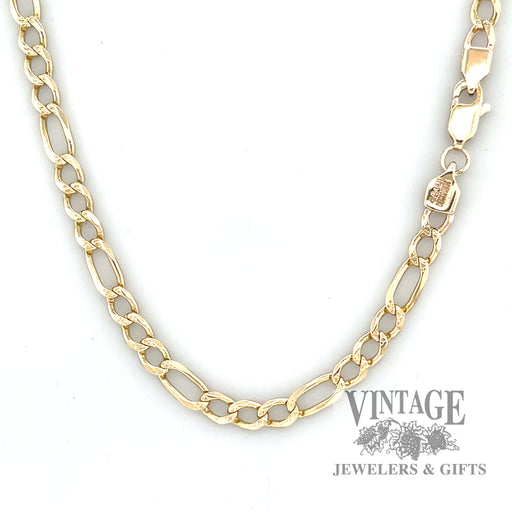 26" figaro 10k gold 4.6 mm chain necklace