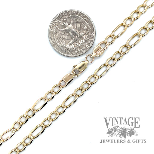 26" figaro 10k gold 4.6 mm chain necklace scale