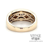 Triple row 10k gold natural diamond ring band inside