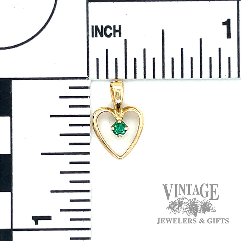 Emerald petite heart 14k gold pendant