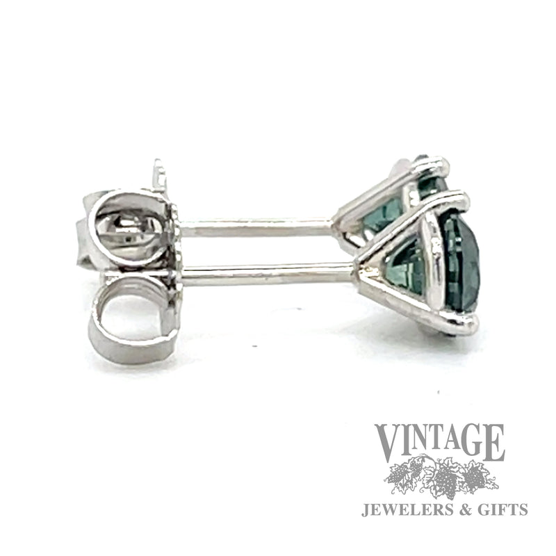 Montana teal natural sapphire platinum stud earrings