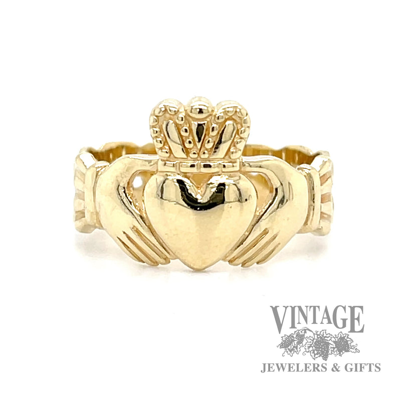 Claddagh 10k gold braided shank ring