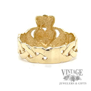 Claddagh 10k gold braided shank ring bottom
