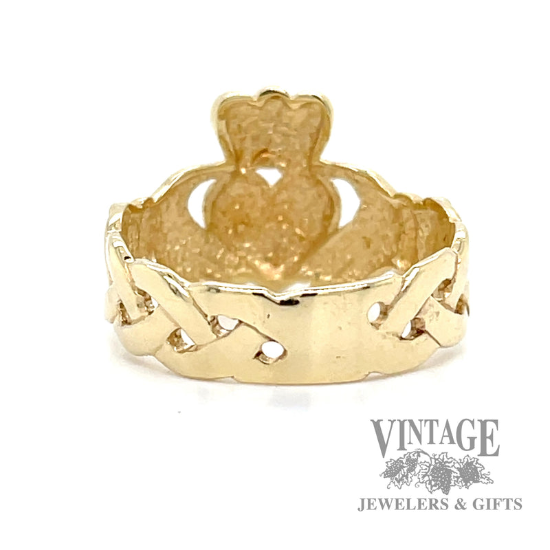 Claddagh 10k gold braided shank ring bottom