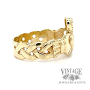Claddagh 10k gold braided shank ring side2