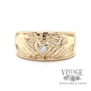 Claddagh 14k gold and diamond ring band