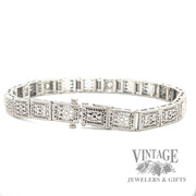 7" Antique filigree diamond 14k white gold with platinum bracelet bottom