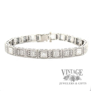 7" Antique filigree diamond 14k white gold with platinum bracelet front