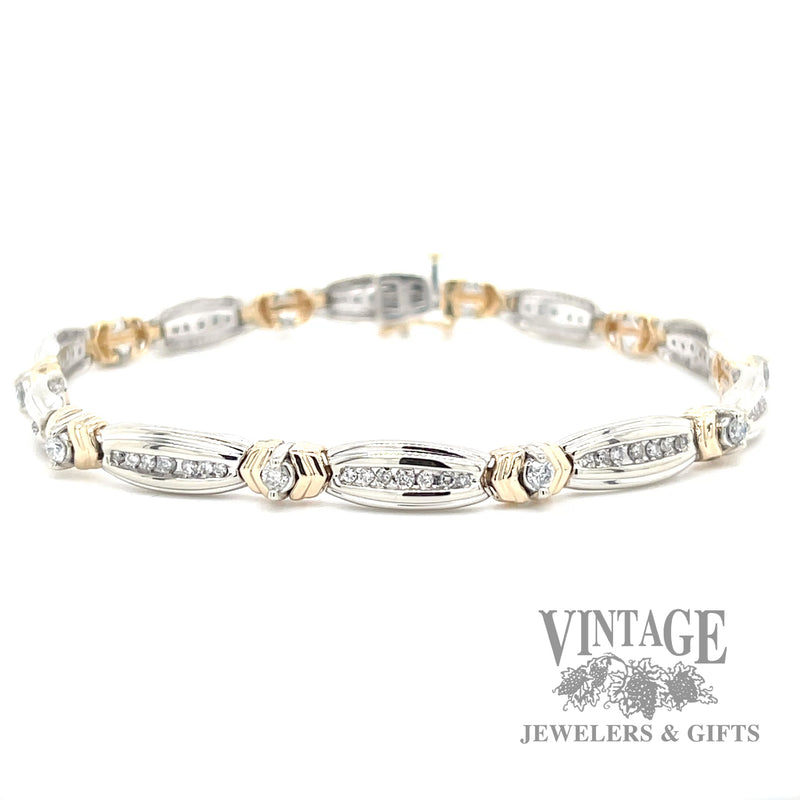 7.25" two tone 14k gold and diamond bracelet top
