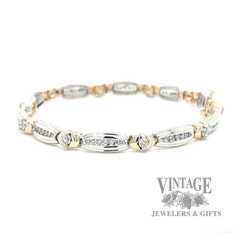 7.25" two tone 14k gold and diamond bracelet side2