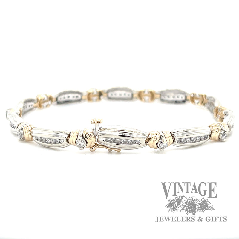 7.25" two tone 14k gold and diamond bracelet bottom