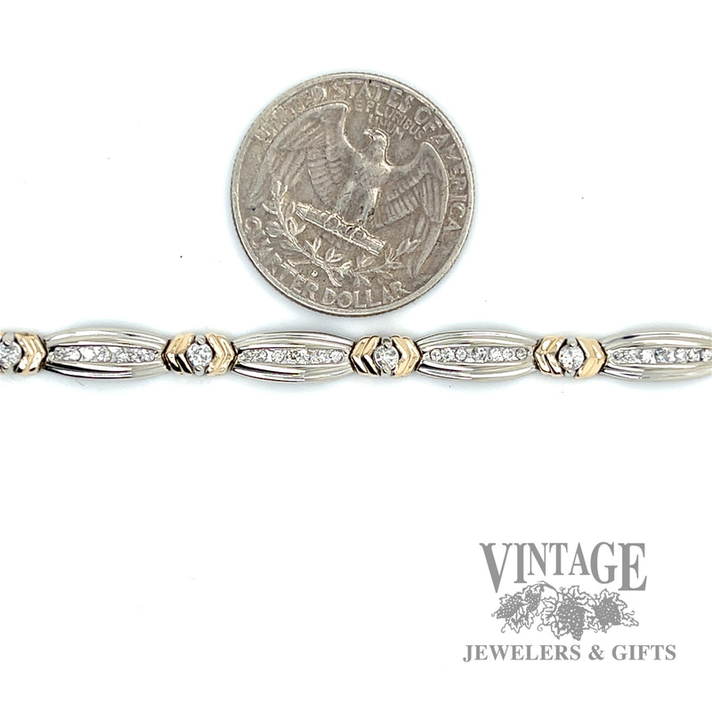 7.25" two tone 14k gold and diamond bracelet scale