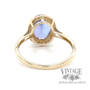 Tanzanite and diamond 10k gold halo ring bottom