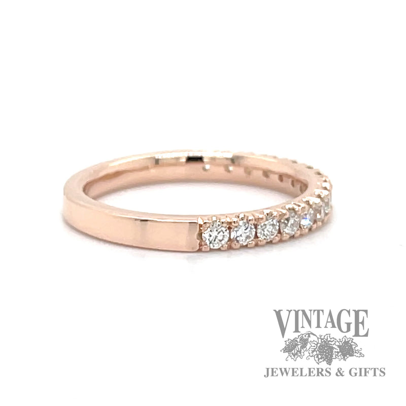 Diamond 14k rose gold ring stacker side2