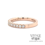 Diamond 14k rose gold ring stacker side1