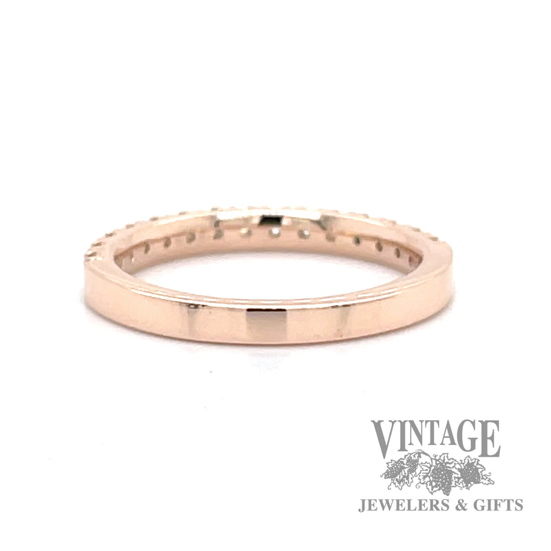 Diamond 14k rose gold ring stacker bottom