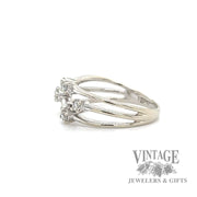 intertwining 14k white gold ring band with diamond accents side1