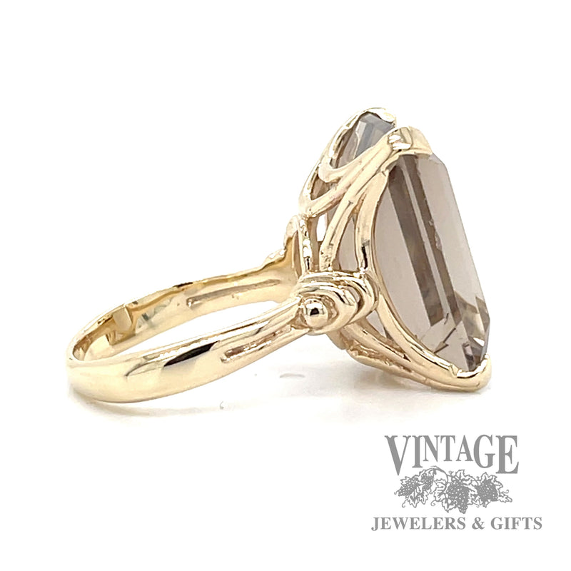 Honey quartz 14k gold cocktail ring side2