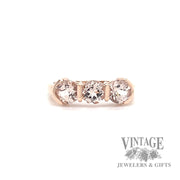 Morganite 3 stone 10k rose gold ring