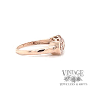Morganite 3 stone 10k rose gold ring side2
