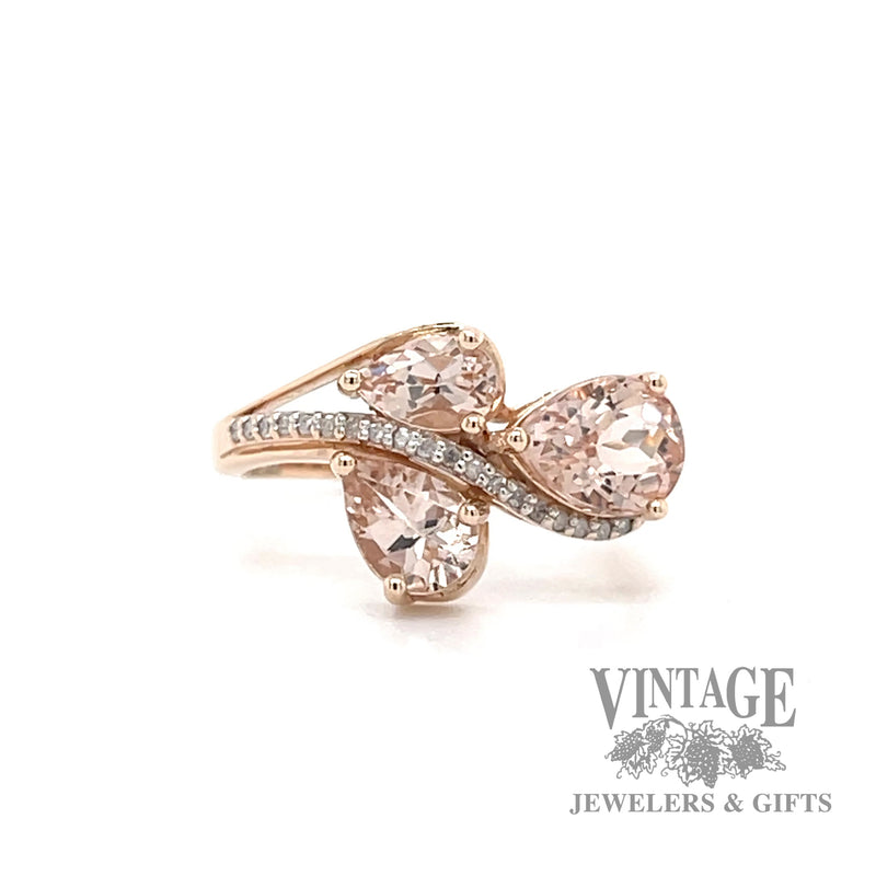 Morganite and diamond 10k rose gold ring