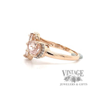 Morganite and diamond 10k rose gold ring side1