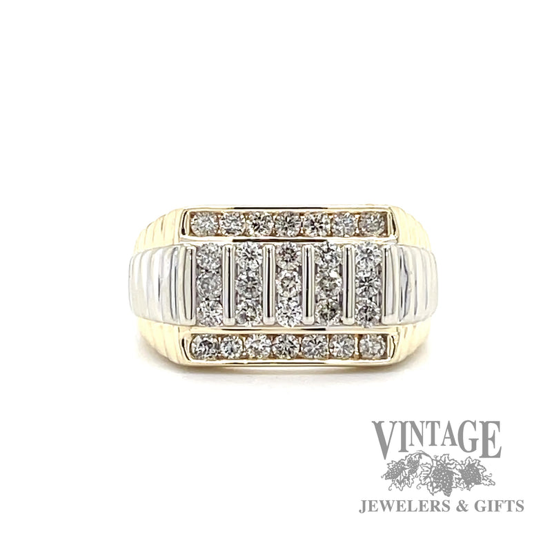 Diamond 10k two tone gold signet ring