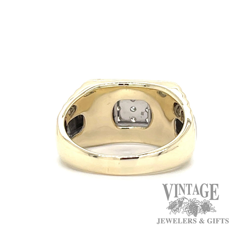 Diamond 10k two tone gold signet ring bottom