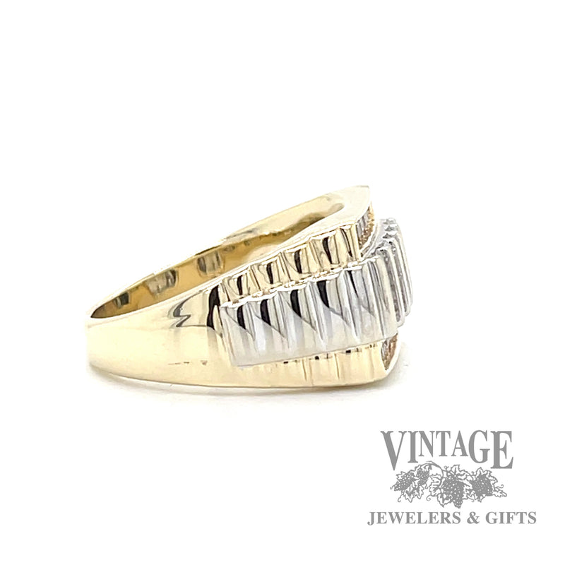 Diamond 10k two tone gold signet ring side2