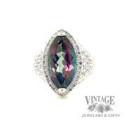 Mystic topaz and diamond 10k gold ring