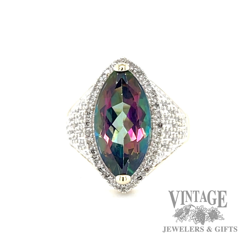 Mystic topaz and diamond 10k gold ring