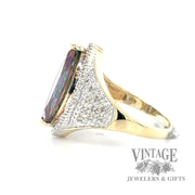 Mystic topaz and diamond 10k gold ring side1