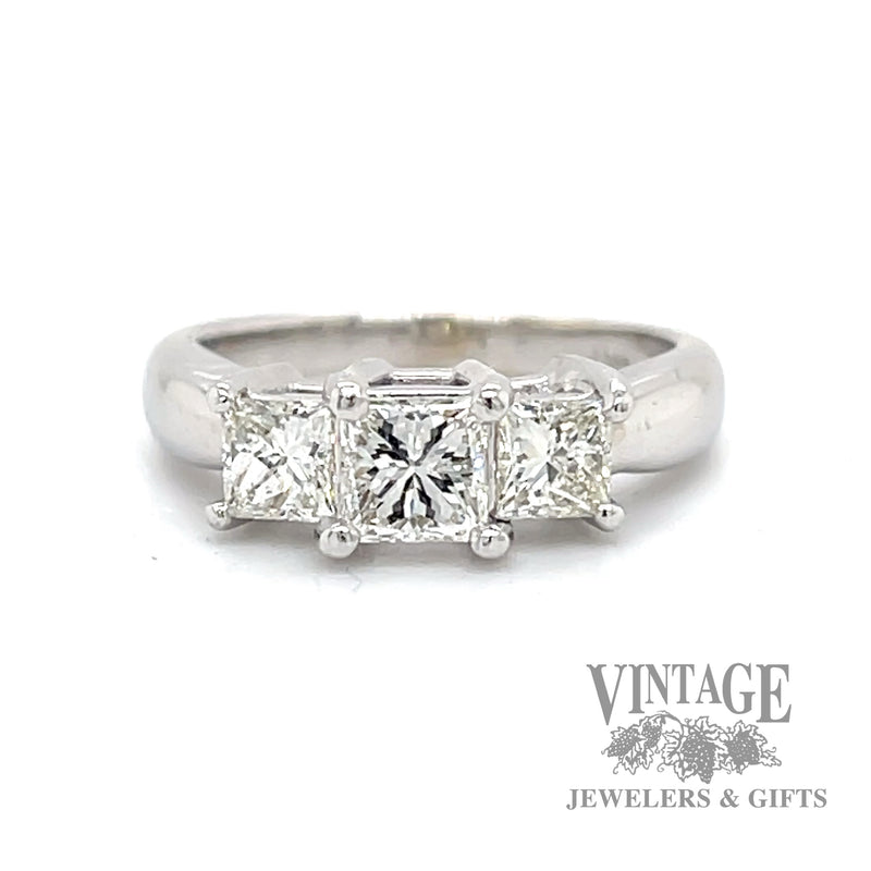 1.11 CTW natural diamond three stone 14k gold and Platinum ring