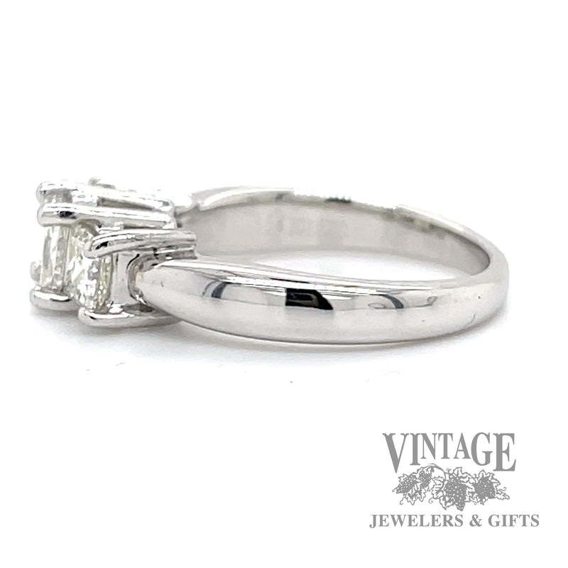 1.11 CTW natural diamond three stone 14k gold and Platinum ring side