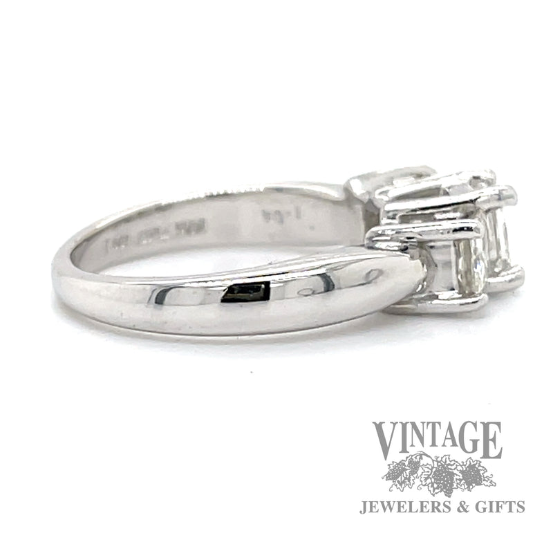 1.11 CTW natural diamond three stone 14k gold and Platinum ring side2