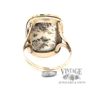 Moss agate 10k gold bezel ring back