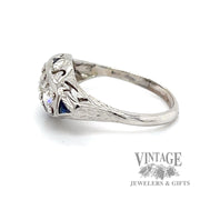Antique 1.06 ctw old european diamond and sapphire 14k gold ring