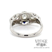 Antique 1.06 ctw old european diamond and sapphire 14k gold ring bottom