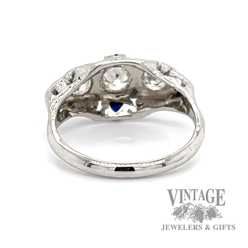Antique 1.06 ctw old european diamond and sapphire 14k gold ring bottom