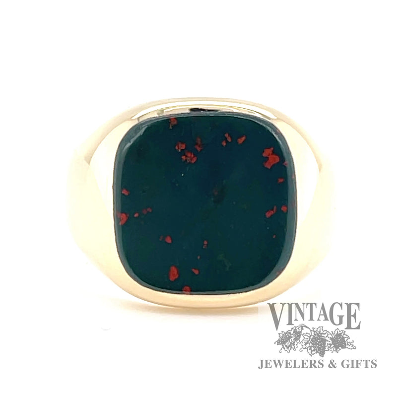 Blood stone antique 9k gold signet ring