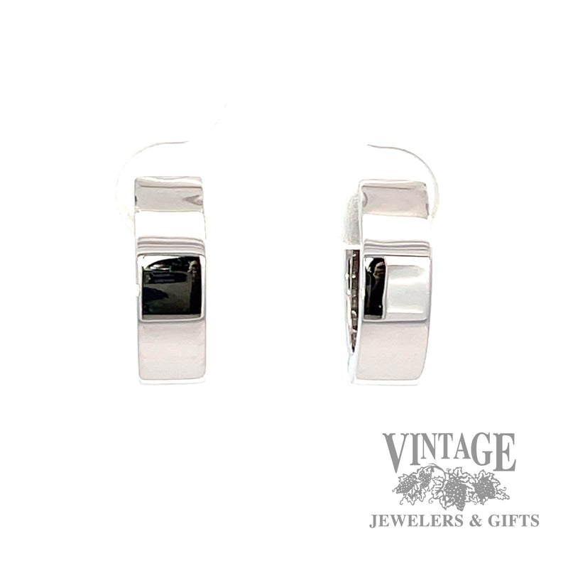 Rainbow sapphire and diamond 14kw gold huggie earrings back