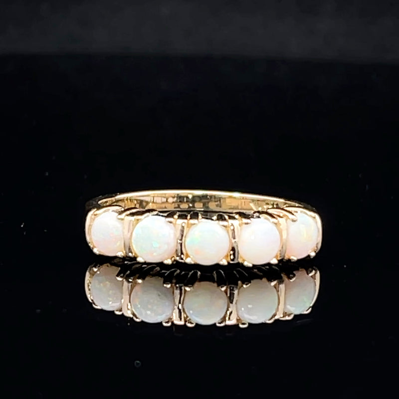 Opal 14k gold stacker ring