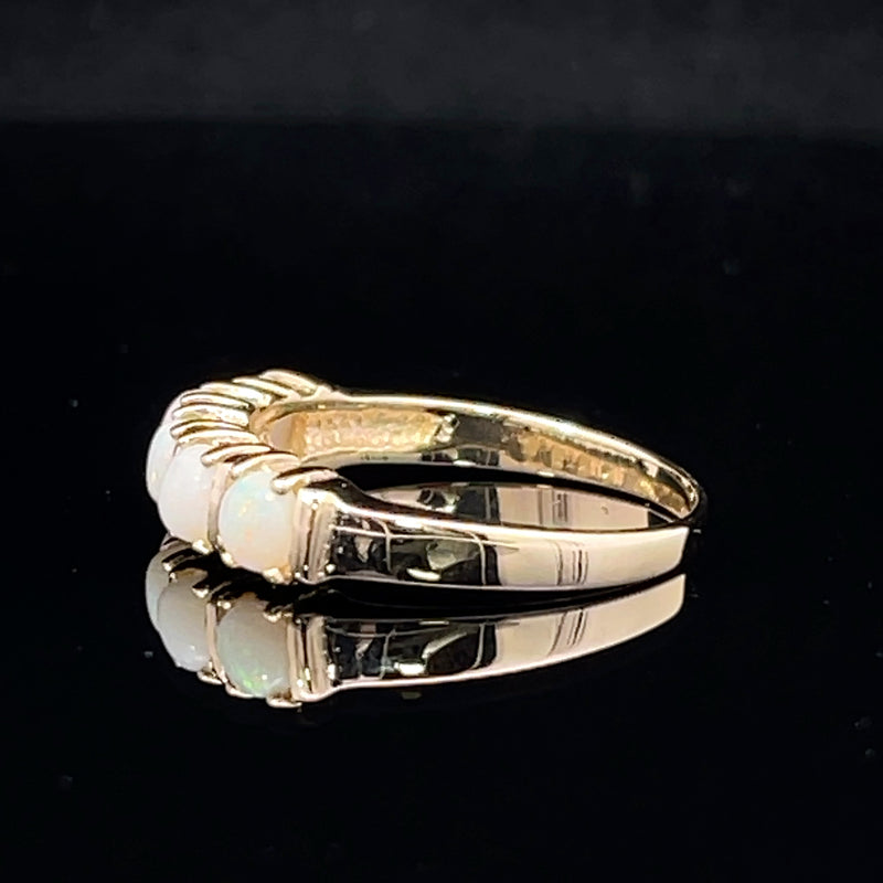 Opal 14k gold stacker ring side1